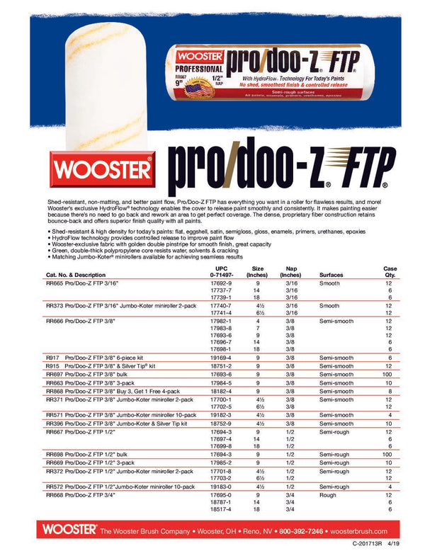 WOOSTER 4 PIECE ROLL KIT R915